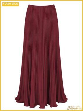 Pleated Maxi Skirt High Waisted A-Line Swing Long Skirt